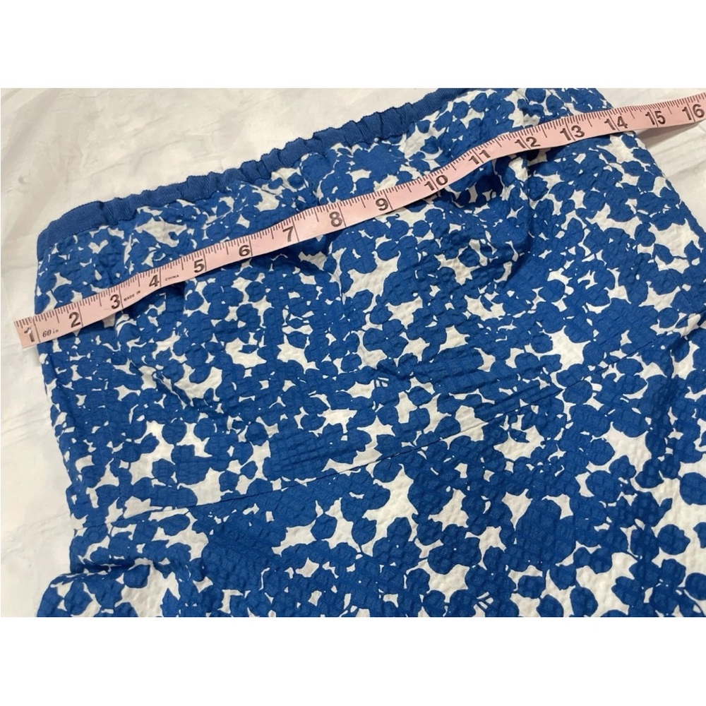 J Crew Strapless Boeing Midi Dress Blue White Flowers Women’s‎ 0 Fully Lined Zip - Picture 10 of 15